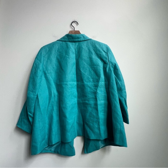 Talbots 100% Linen Jacket Turquoise Lined Womens 16W Classic Coastal Blazer Open - Picture 6 of 10